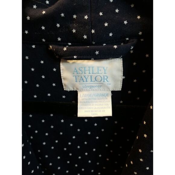 Vintage Ashley Taylor  L Women's Blue Micro Star Snowflake Embroidered T Robe... - Picture 2 of 9